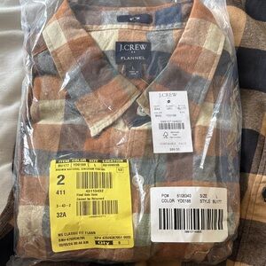 J. Crew Plaid Flannel Shirt in Brown and Cream